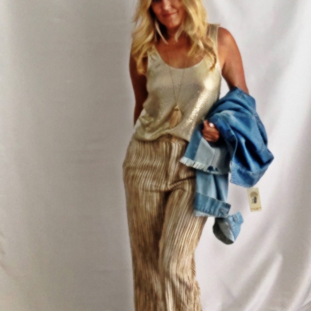 Free People Wide Leg Crop Stripe Pants